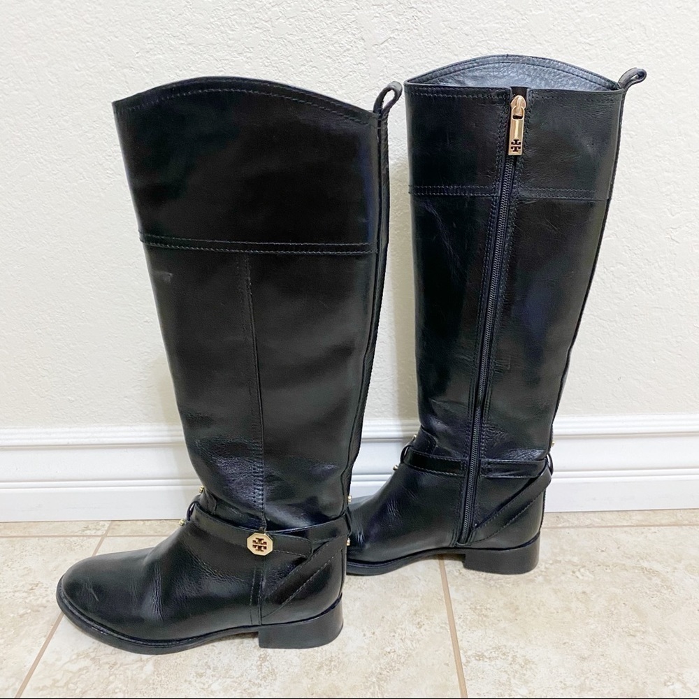Tory Burch Brita black leather riding boots size 5.5 - Picture 7 of 12